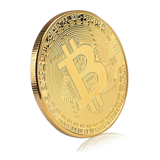 Gold Plated Bitcoin Commemorative Collectible Coin by HitMyNeed