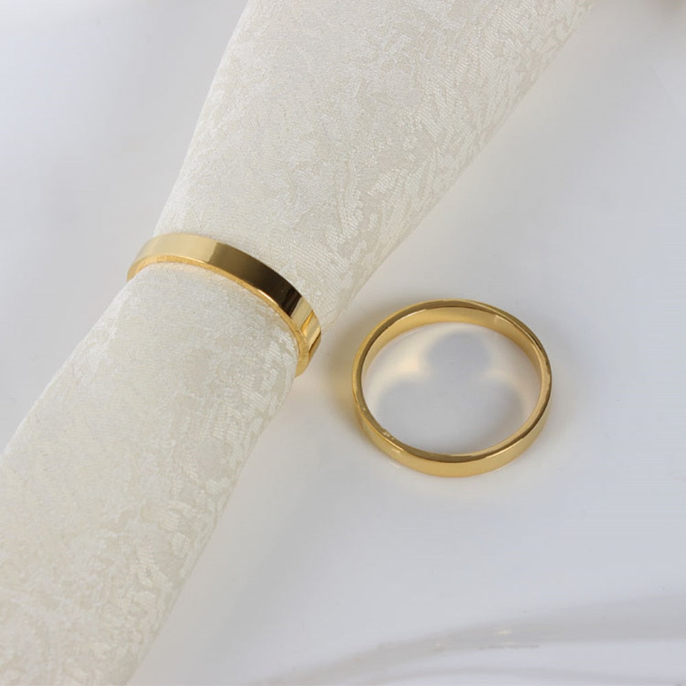 Gold Stainless Steel Napkin Rings Set of 12 by HitMyNeed