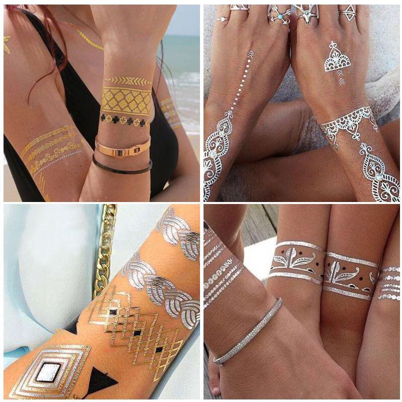 Gold Temporary Tattoo Body Art Stickers (2 Sheets) by HitMyNeed
