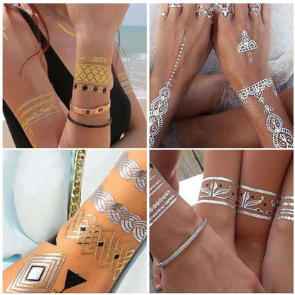 Gold Temporary Tattoo Body Art Stickers (2 Sheets) by HitMyNeed