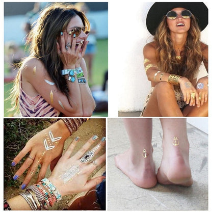 Gold Temporary Tattoo Body Art Stickers (2 Sheets) by HitMyNeed