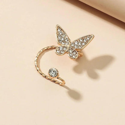 Golden Butterfly Rhinestone Clip-On Earrings by HitMyNeed