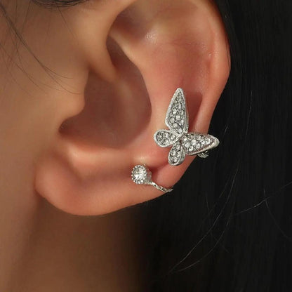 Golden Butterfly Rhinestone Clip-On Earrings by HitMyNeed
