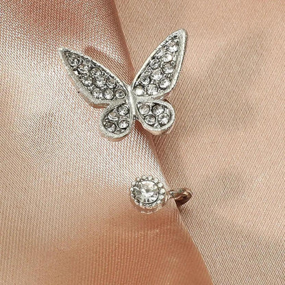 Golden Butterfly Rhinestone Clip-On Earrings by HitMyNeed