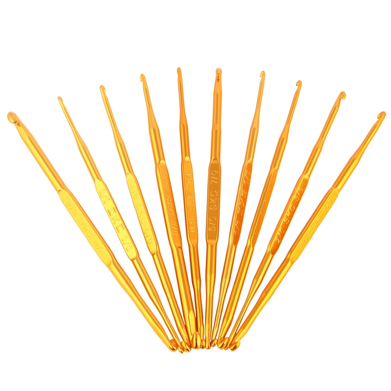 Golden Double Ended Crochet Hook Set (10pcs) by HitMyNeed