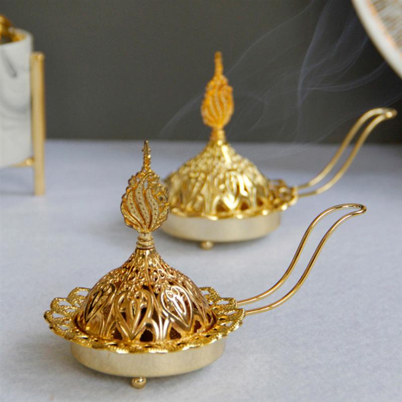Golden Metal Arabic Incense Burner with Handle by HitMyNeed