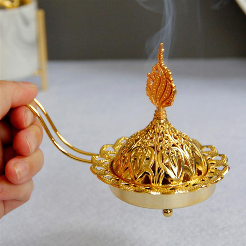 Golden Metal Arabic Incense Burner with Handle by HitMyNeed