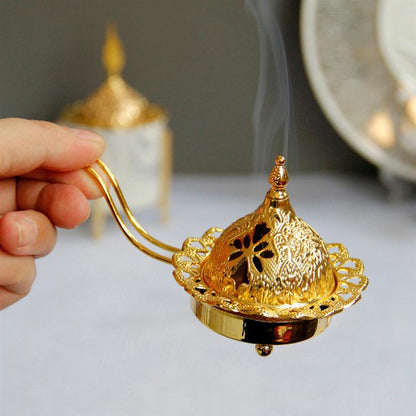 Golden Metal Arabic Incense Burner with Handle by HitMyNeed