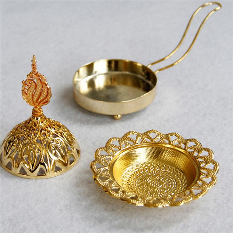 Golden Metal Arabic Incense Burner with Handle by HitMyNeed
