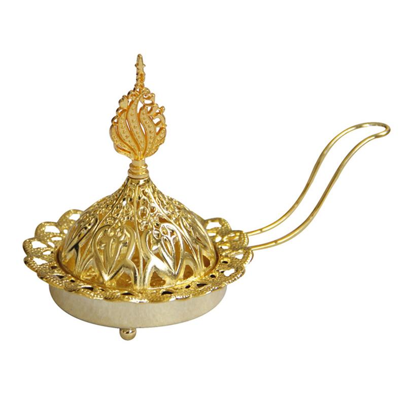 Golden Metal Arabic Incense Burner with Handle by HitMyNeed