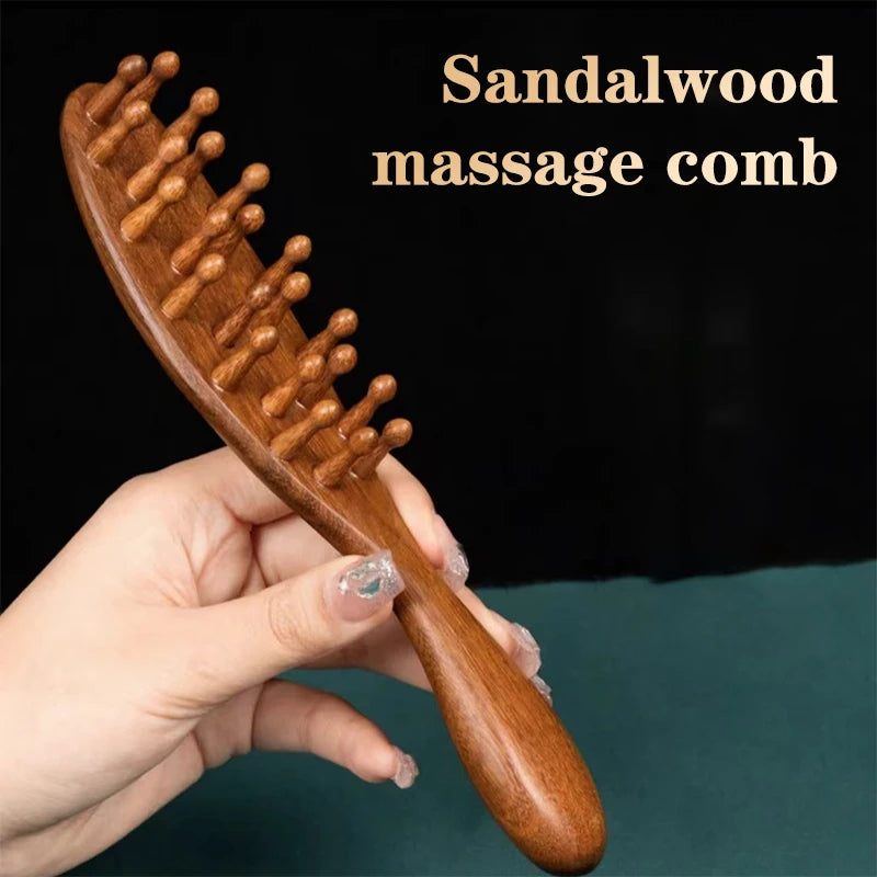 Golden Sandalwood Long Handle Meridian Massage Comb by HitMyNeed