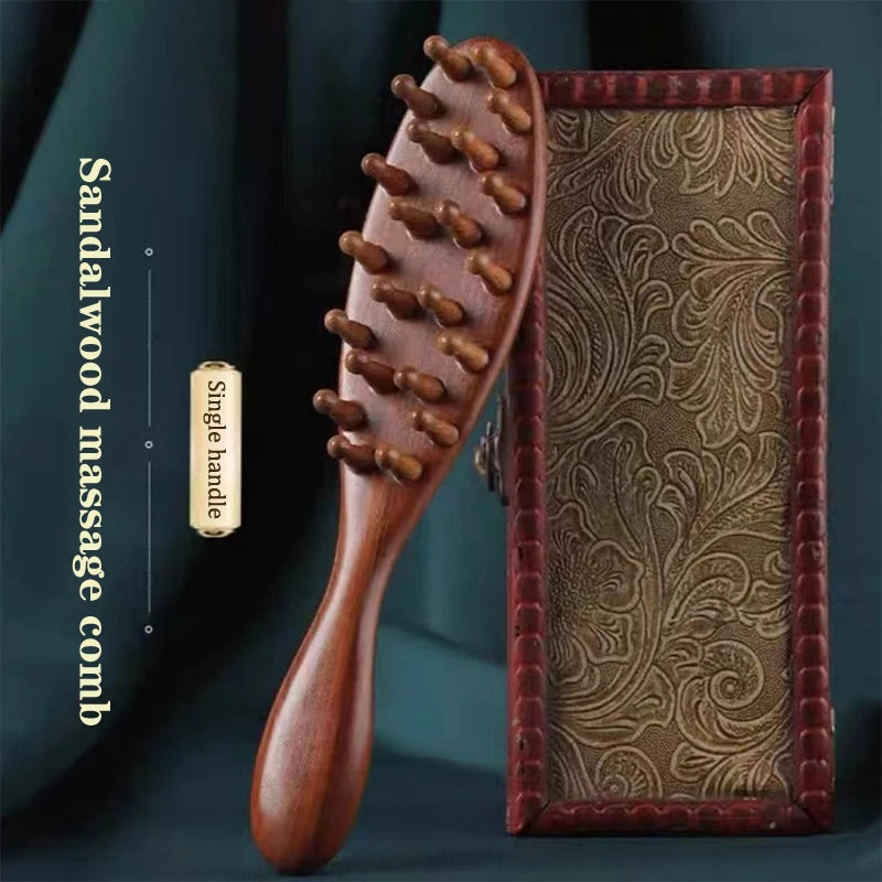 Golden Sandalwood Long Handle Meridian Massage Comb by HitMyNeed