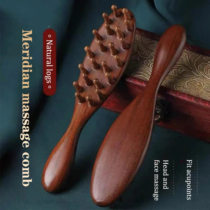 Golden Sandalwood Long Handle Meridian Massage Comb by HitMyNeed