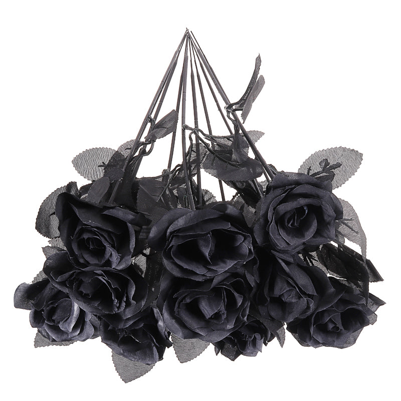 Gothic Artificial Black Roses Bouquet (10 Stems) by HitMyNeed