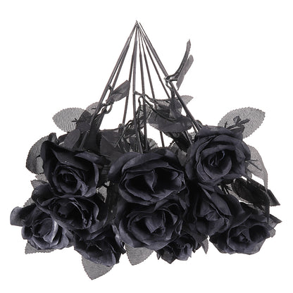 Gothic Artificial Black Roses Bouquet (10 Stems) by HitMyNeed