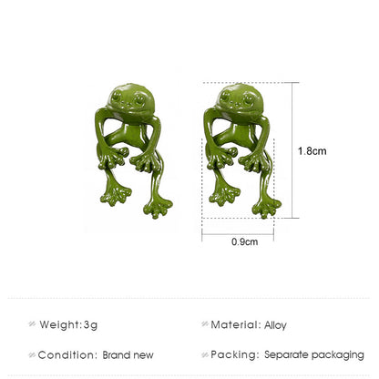 Gothic Green Frog Stud Earrings for Women & Girls by HitMyNeed