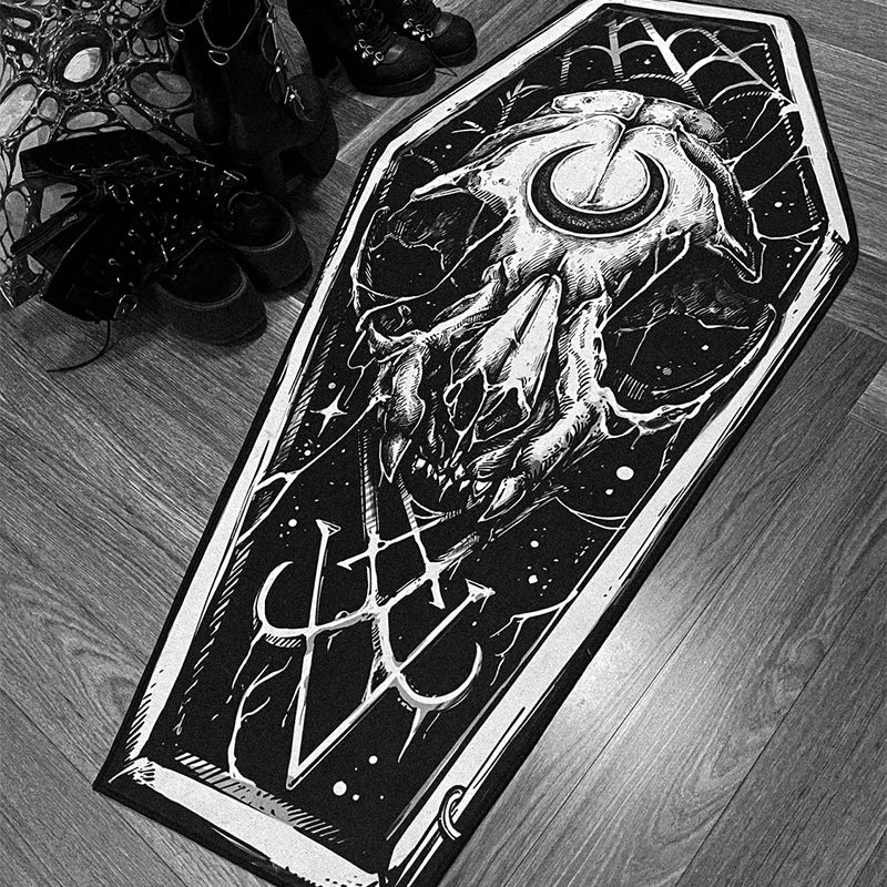 Gothic Halloween Coffin Rug with Non-Slip Backing by HitMyNeed