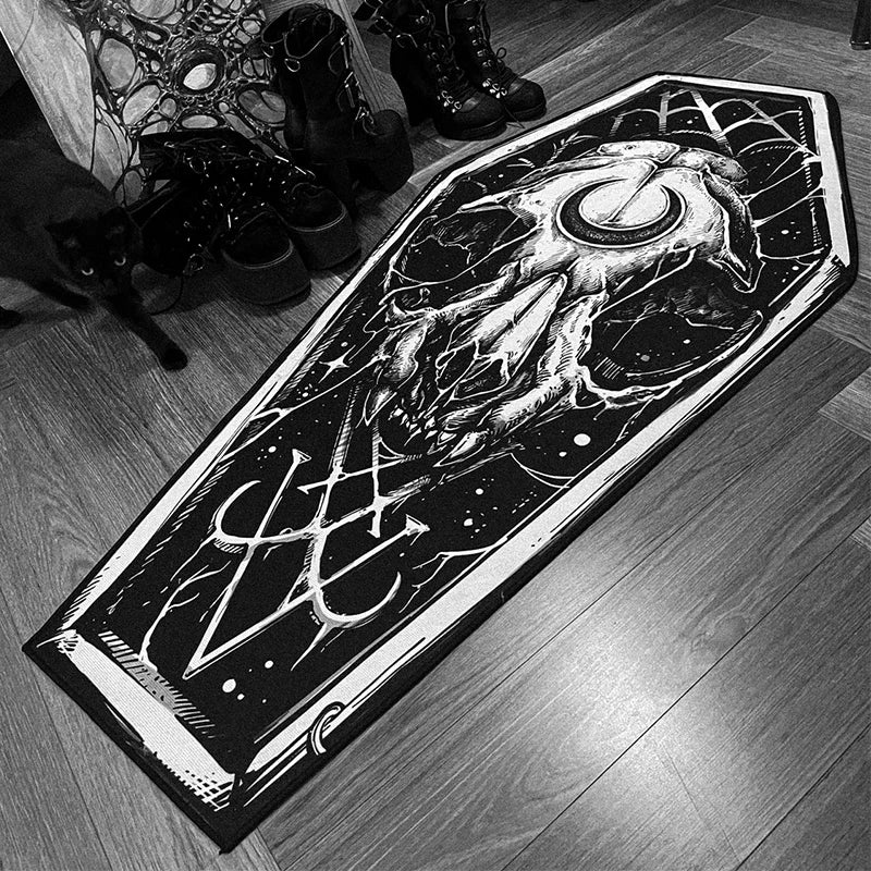 Gothic Halloween Coffin Rug with Non-Slip Backing by HitMyNeed