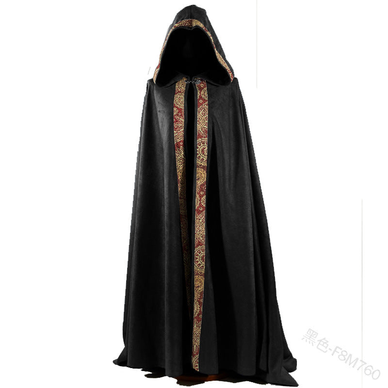 Gothic Hooded Cloak Cape for Halloween & Cosplay black xl by HitMyNeed