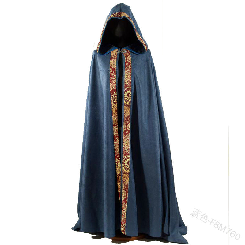 Gothic Hooded Cloak Cape for Halloween & Cosplay blue xl by HitMyNeed
