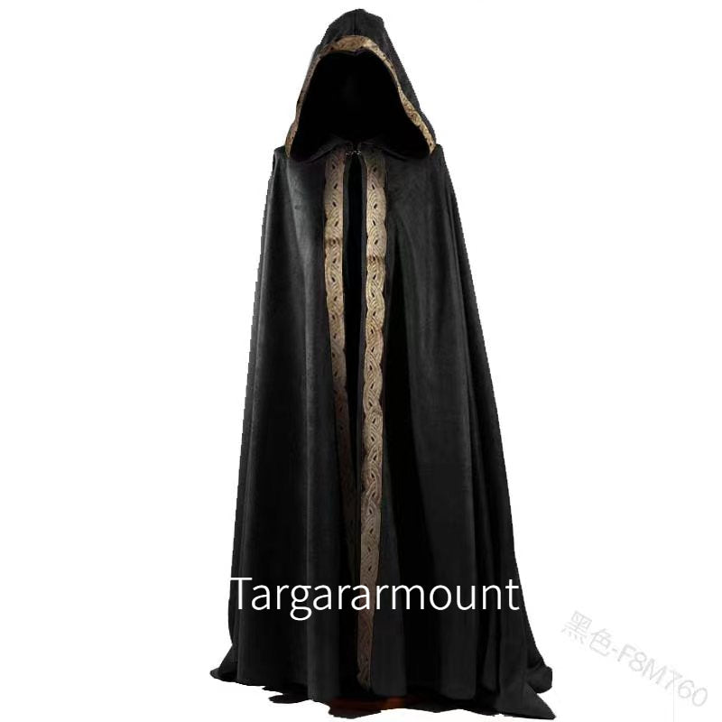 Gothic Hooded Cloak Cape for Halloween & Cosplay golden-black l by HitMyNeed