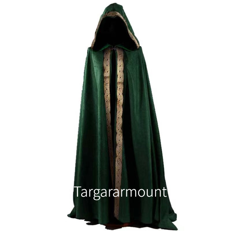 Gothic Hooded Cloak Cape for Halloween & Cosplay golden-green xl by HitMyNeed