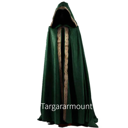 Gothic Hooded Cloak Cape for Halloween & Cosplay golden-green xl by HitMyNeed