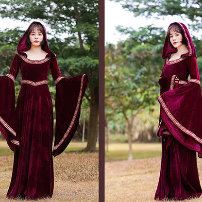 Gothic Hooded Medieval Dress for Cosplay & Weddings by HitMyNeed