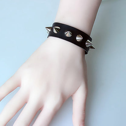 Gothic One Row Spike Bracelet with Adjustable Snaps by HitMyNeed