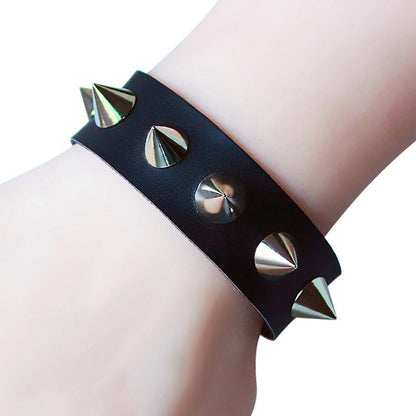 Gothic One Row Spike Bracelet with Adjustable Snaps by HitMyNeed
