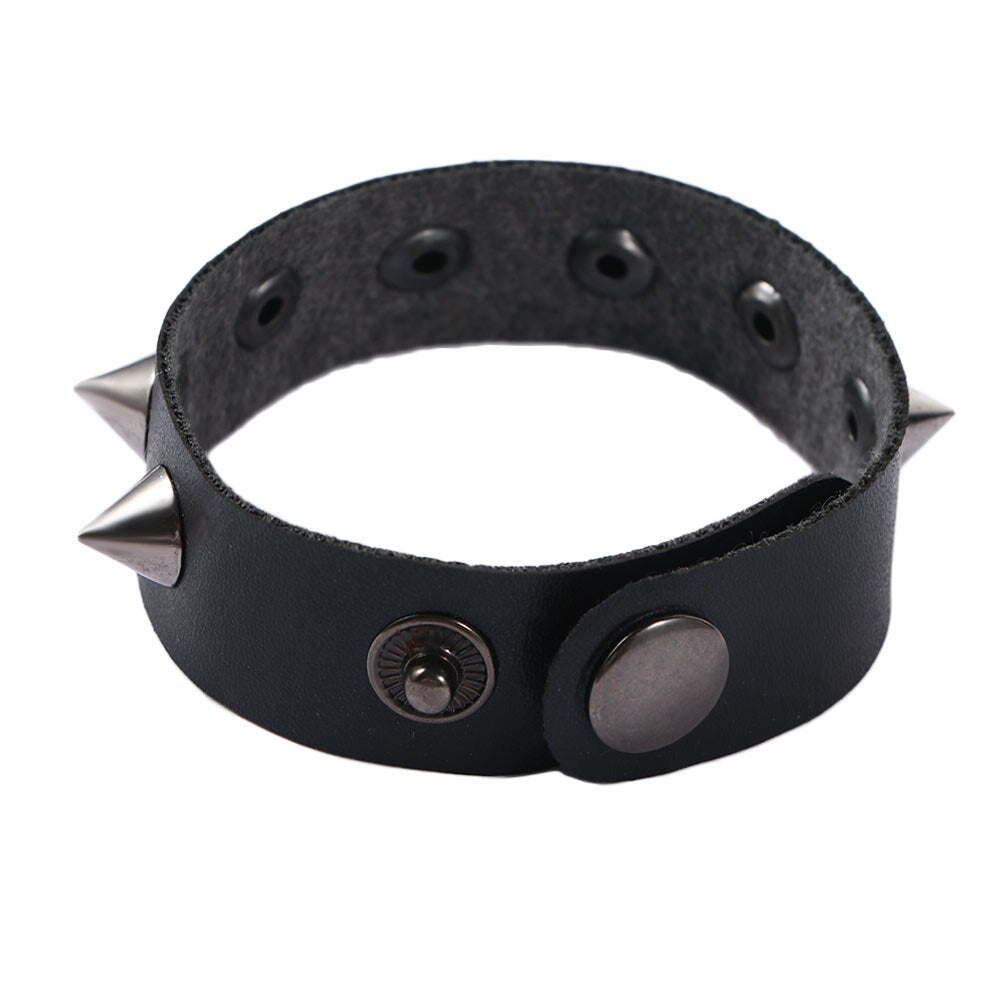 Gothic One Row Spike Bracelet with Adjustable Snaps by HitMyNeed