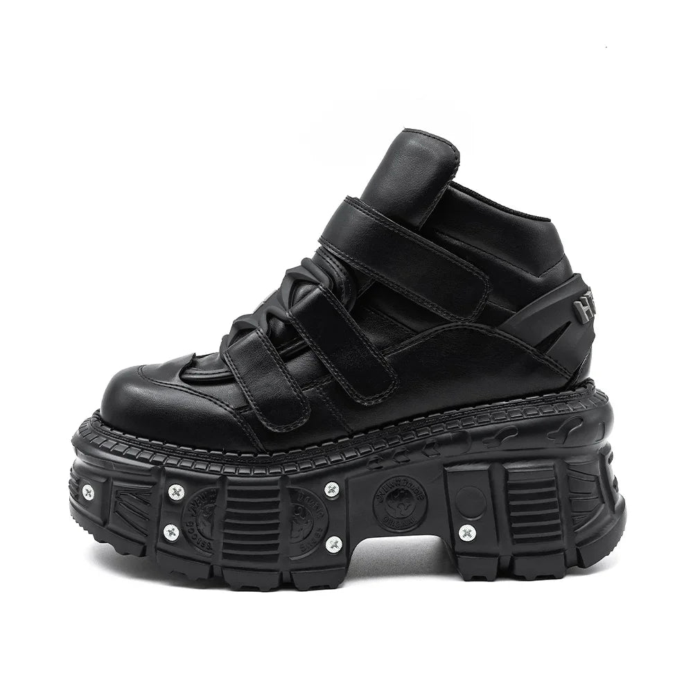 Gothic Punk Lace-Up Platform Ankle Boots for Women 39.0 by HitMyNeed