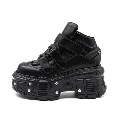 Gothic Punk Lace-Up Platform Ankle Boots for Women 39.0 by HitMyNeed