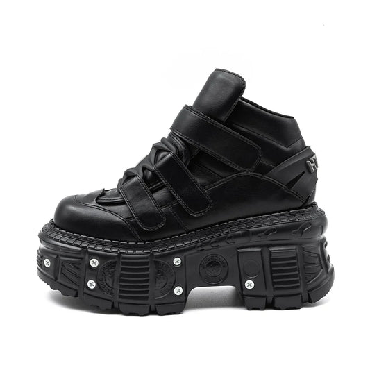 Gothic Punk Lace-Up Platform Ankle Boots for Women 39.0 by HitMyNeed