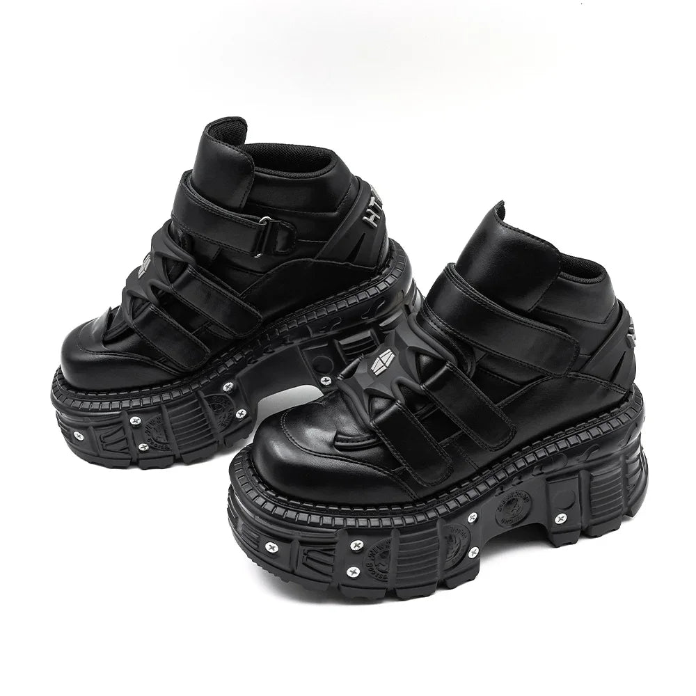 Gothic Punk Lace-Up Platform Ankle Boots for Women by HitMyNeed