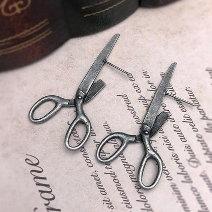 Gothic Scissor Stud Earrings in Silver Tone by HitMyNeed