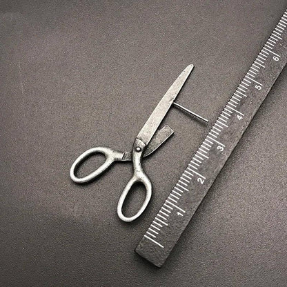Gothic Scissor Stud Earrings in Silver Tone by HitMyNeed