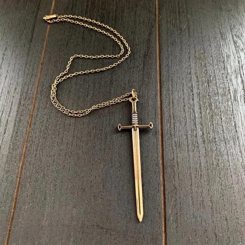 Gothic Sword Pendant Necklace in Brass by HitMyNeed