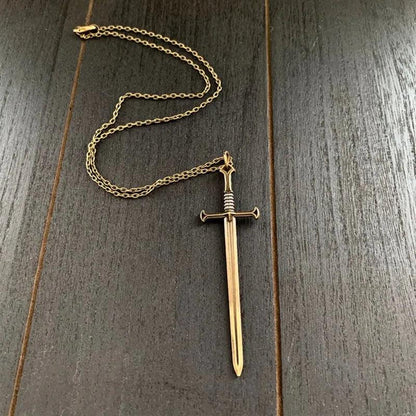 Gothic Sword Pendant Necklace in Brass by HitMyNeed