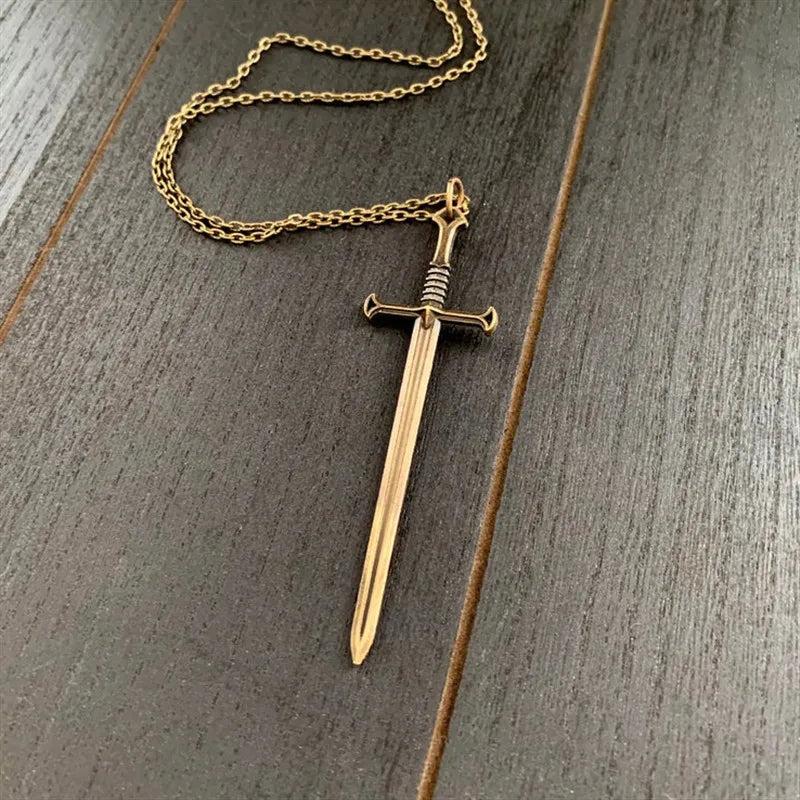 Gothic Sword Pendant Necklace in Brass by HitMyNeed