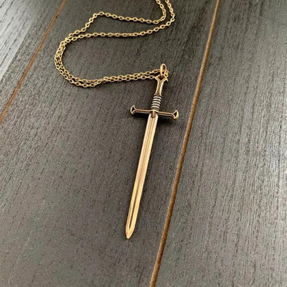 Gothic Sword Pendant Necklace in Brass by HitMyNeed