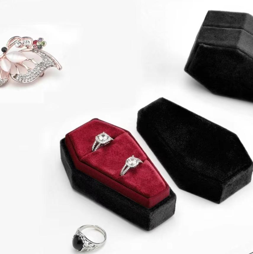 Gothic Velvet Coffin Ring Box for Couples by HitMyNeed