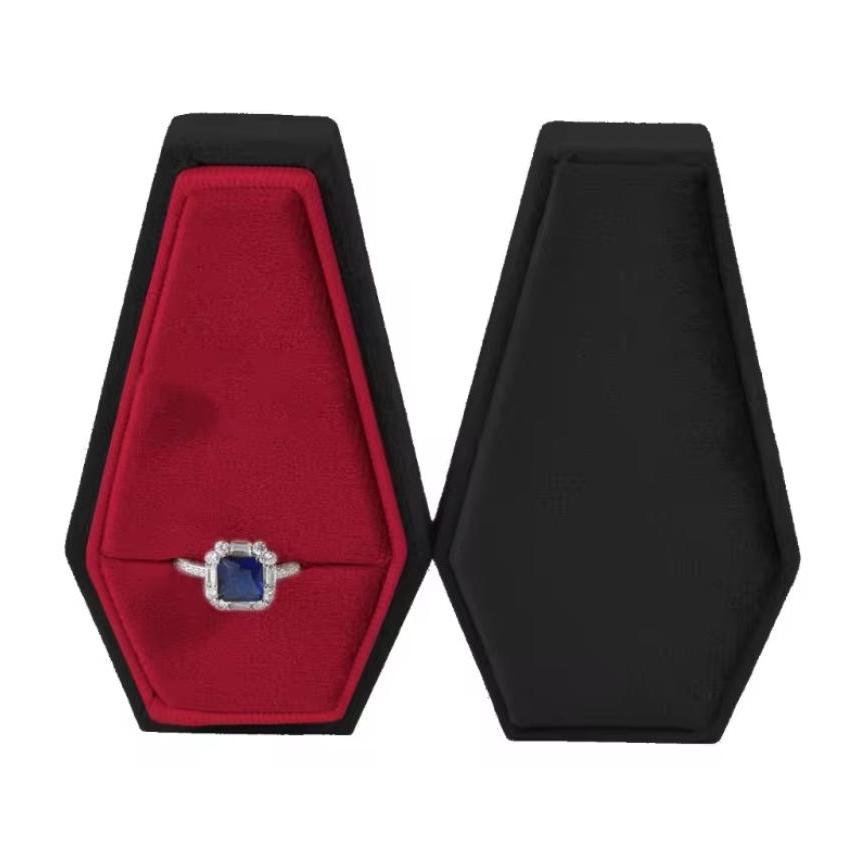 Gothic Velvet Coffin Ring Box for Couples by HitMyNeed