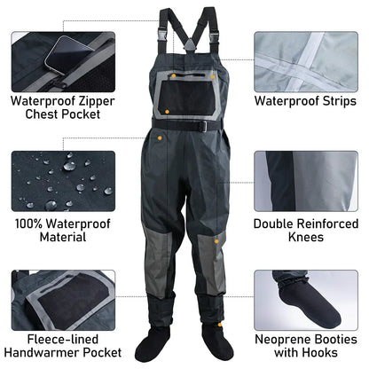 Goture 100% Waterproof Breathable Chest Waders with Boots l by HitMyNeed