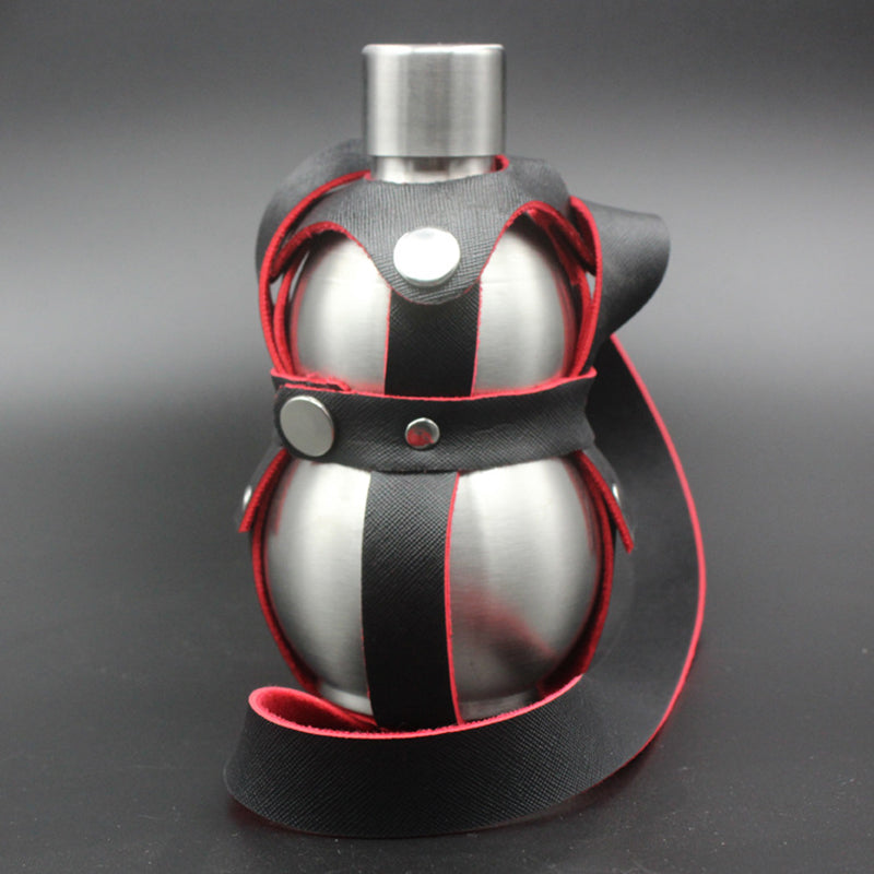 Gourd-Shaped Stainless Steel Hip Flask with Leather Case by HitMyNeed