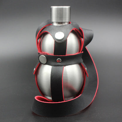 Gourd-Shaped Stainless Steel Hip Flask with Leather Case by HitMyNeed