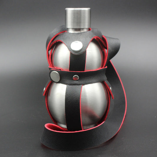 Gourd-Shaped Stainless Steel Hip Flask with Leather Case by HitMyNeed