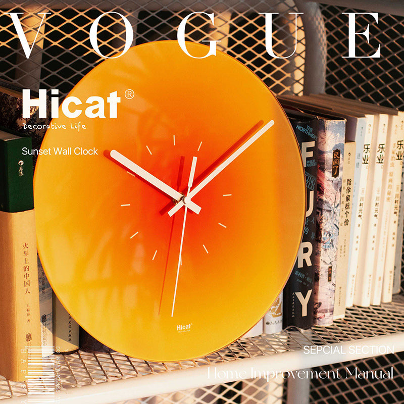 Gradient Glass Sunset Wall Clock, Silent Movement by HitMyNeed