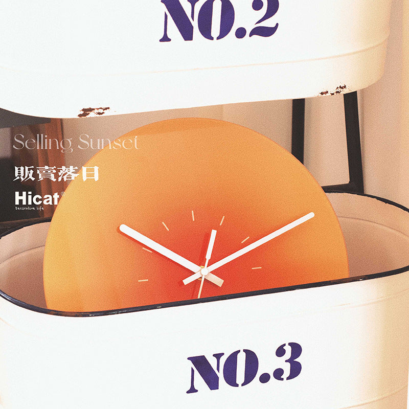 Gradient Glass Sunset Wall Clock, Silent Movement by HitMyNeed