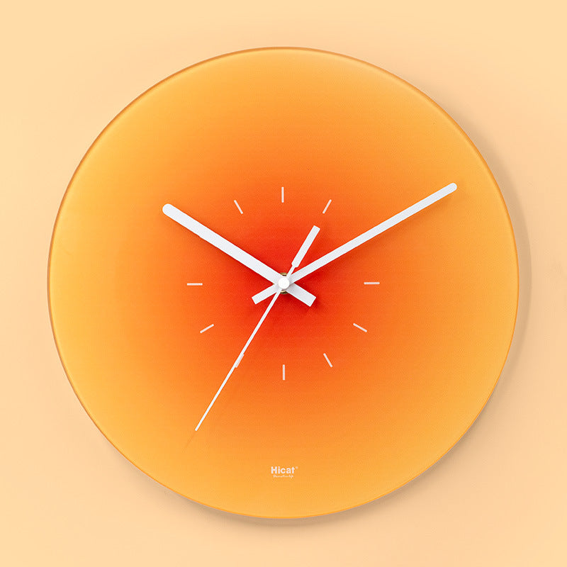 Gradient Glass Sunset Wall Clock, Silent Movement awithout-battery 14-inch by HitMyNeed